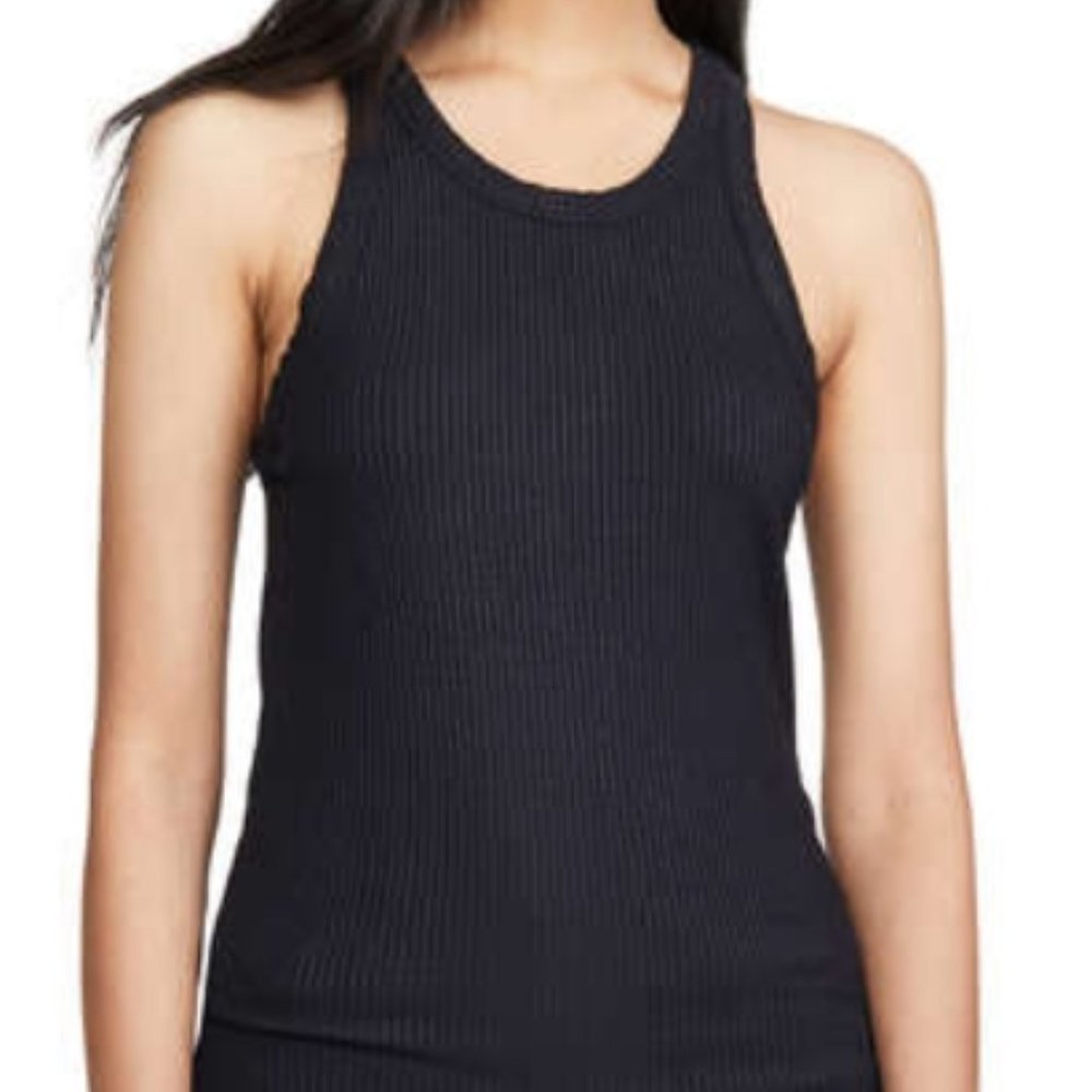 Monrow Narrow Crew Rib Tank (Black) (XS)